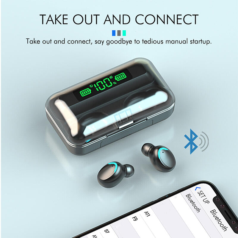 🎧 Auriculares Deportivos F9 con Pantalla LED y Estuche de Carga 2000mAh