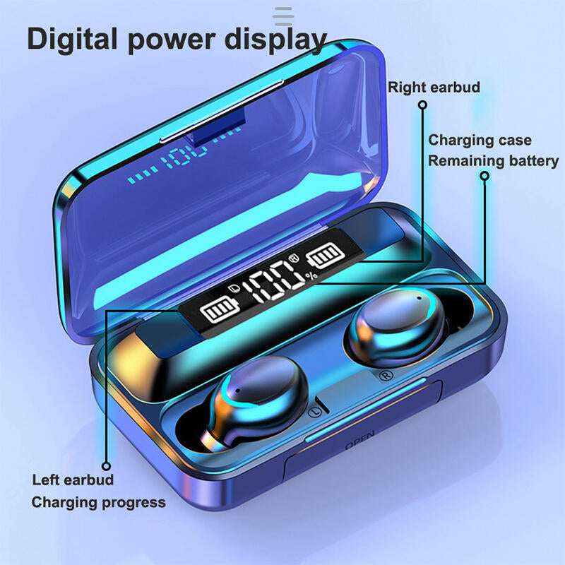 🎧 Auriculares Deportivos F9 con Pantalla LED y Estuche de Carga 2000mAh