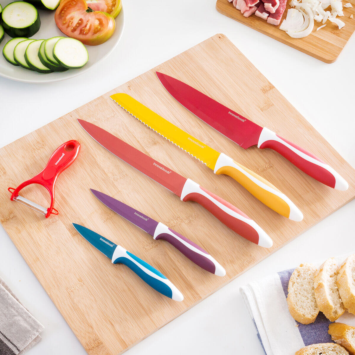 🔪 Juego de Cuchillos Cerámicos y Pelador con 6 piezas